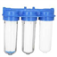 Filtre 3pcs 9" 3/4, cuve transparente E/S 3/4", sans insert sans événement.