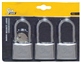 Lot de 3 cadenas à anse longue, SeaLock, 30 mm, avec clé articulée