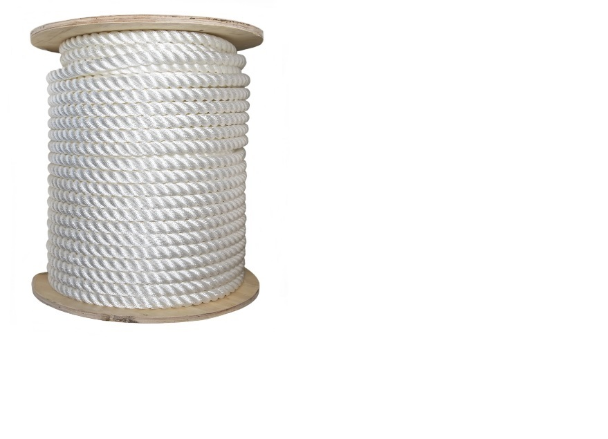 Corde torsadée en nylon blanc, 25 mm (1 po), résistance à la traction approximative : 22 600 lb par pied