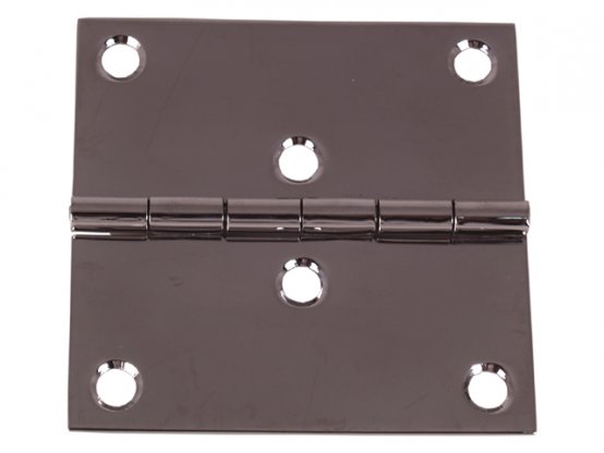 Charnière plate en acier inoxydable, L:77 mm, largeur ouverte:51 mm, 6 trous carrés