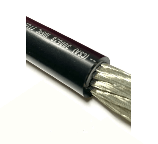 Fil de batterie étamé noir 2/0 ga au pied