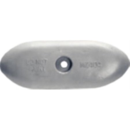 Anode ovale en zinc L:9 ld:3,37 Trou central:3/8"