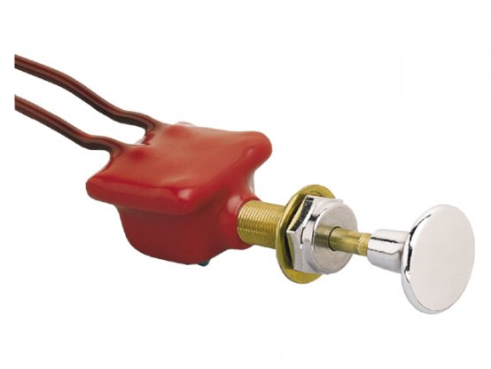 Interrupteur à bascule SPST à poussoir/tirette, 10 A, câblé en métal