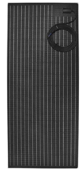 Panneau solaire monocristallin semi-flexible 100 W, dimensions 1072 x 532 x 4,5 mm, avec boîte de jonction MC4