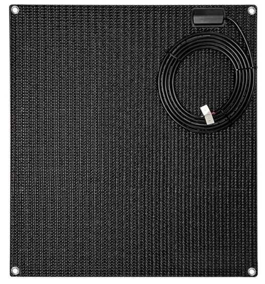 Panneau solaire monocristallin semi-flexible 50 W 572 x 532 x 4,5 mm avec boîte de jonction MC4