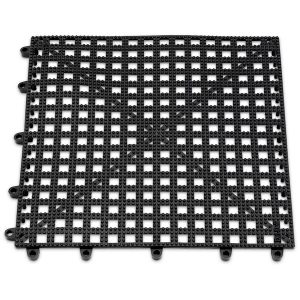 Dalles de revêtement de sol Dri-Dek noires emboîtables de 30 x 30 cm