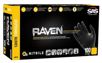 Gants en nitrile Raven noirs, taille XL, paquet de 100