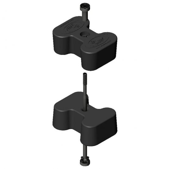 Ensemble de coupleur, boulon et écrou, dessus et dessous