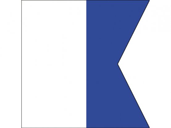 Drapeau de plongée en nylon, code international A, dimensions 40 x 60 cm.