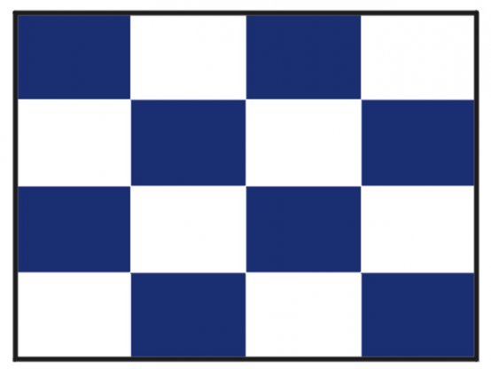 Drapeau, code international : N, bleu et blanc, dimensions : 30 x 45