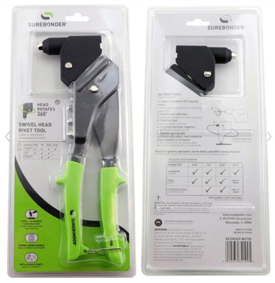 Outil à riveter, tête pivotante 360°