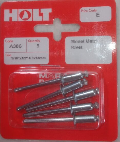 Rivet Pk, Monel Métal 3/16x1/2" 4,8x13 mm