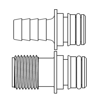 Raccord cannelé droit NPS 1/2"-14 2-5 GpM
