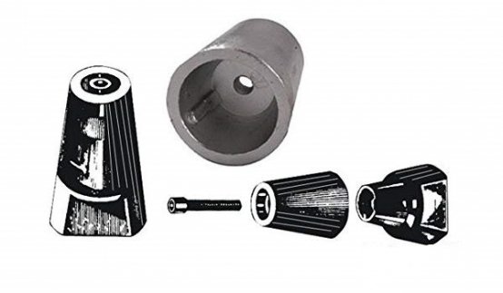 Écrou d'hélice avec anode pour arbre, filetage 30 mm M20x