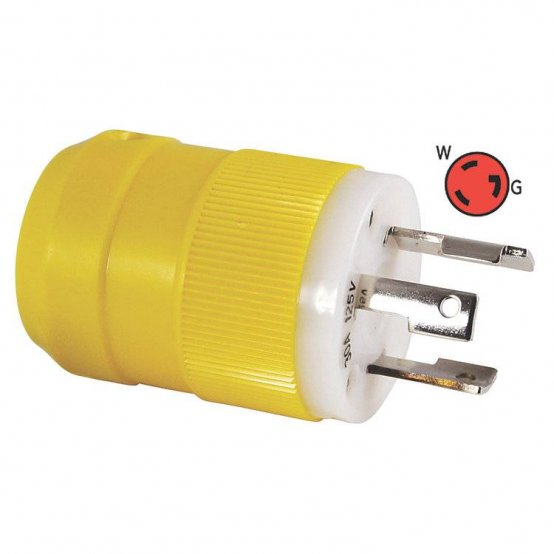 Fiche, série : 30 A-125 V-Verrouillable-Mâle Jaune