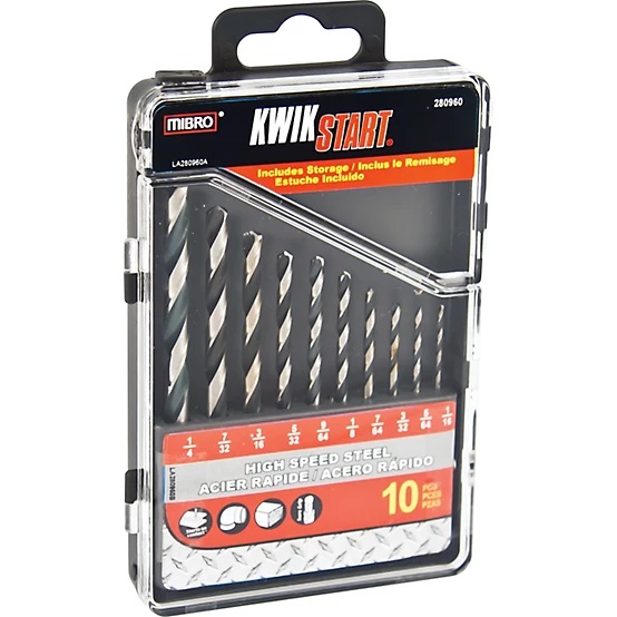 Coffret de 10 forets haute vitesse 1/16 et 1/4