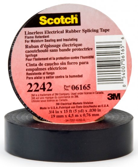 Ruban adhésif, caoutchouc électrique sans doublure, largeur : 3/4