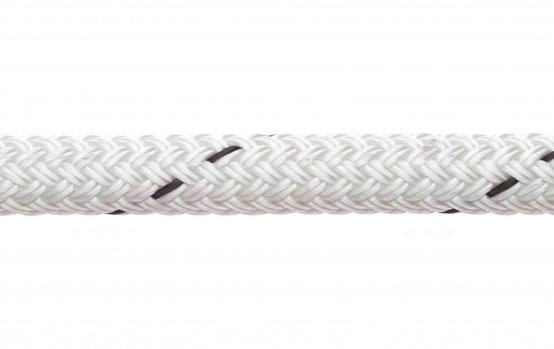 Corde tressée double, polyester 12 mm, blanche, au pied