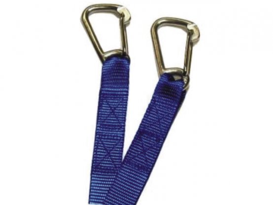 Corde d'attache, longueur : 2 m avec 2 mousquetons Ø : 8 mm. Non conforme aux normes de sécurité.