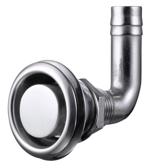 Évent de réservoir, angle de 90°, acier inoxydable, pour tuyau : découpe de 5/8" : 3/4"