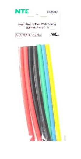 Assortiment de gaines thermorétractables, 3/16 po, 10 pièces