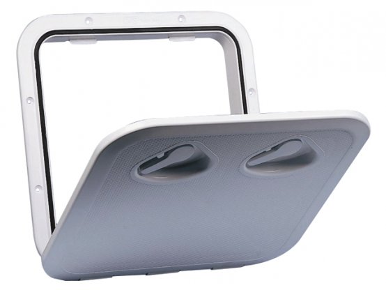 Trappe d'accès rectangulaire en plastique blanc, dimensions : 353 x 606 mm