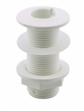 Passe-coque, avec rondelle filetée : 3/4″ Longueur : 81 mm Blanc