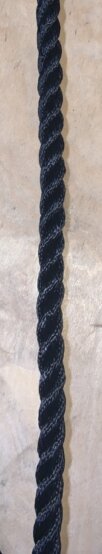 Corde torsadée en nylon 3/4 19 mm noire, résistance à la traction approximative de 11 300 lb par pied