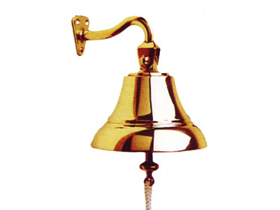 Cloche de navire, laiton 100 mm avec support