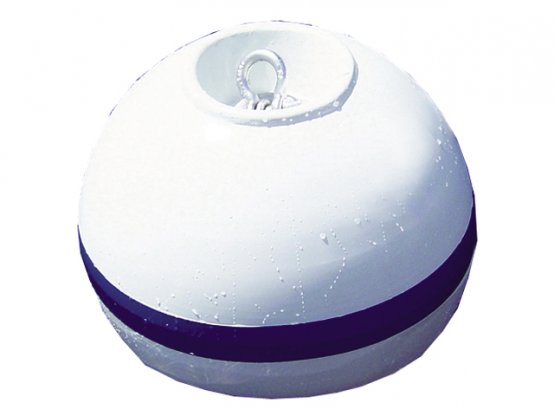 Bouée d'amarrage, rigide, ronde, Ø 18″, blanche, tube de chaîne Ø 2,5″