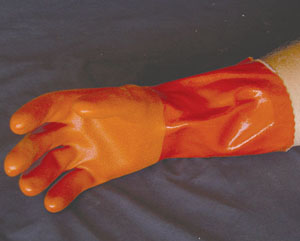 Gants en PVC épais, taille XL, poignets orange